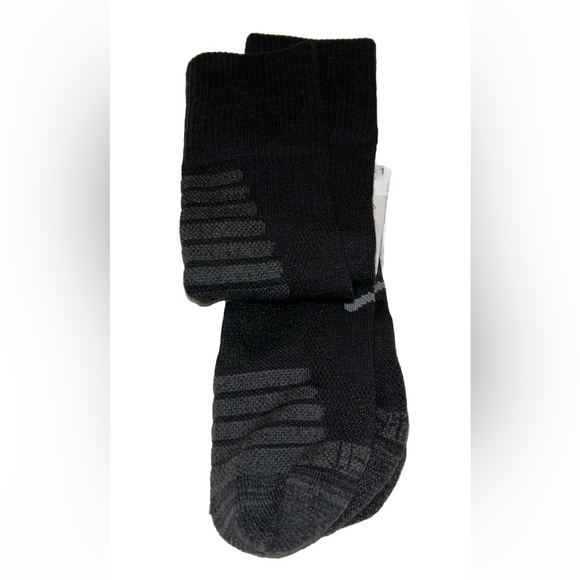 Nike Outdoor Crew Socks 1 Pair Men 6-8 Wmn 6-10 Black Gray w Logo Wool Blend NEW - Picture 7 of 10